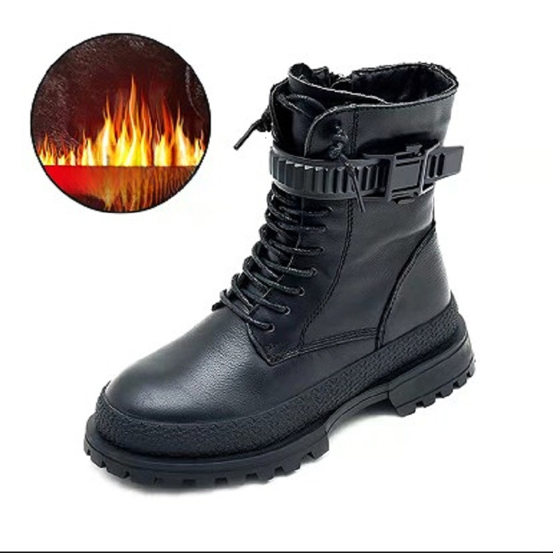 Autumn and winter new children's genuine leather Martin boots, boys' knight single boots, girls' fashionable wool lined short boots, de