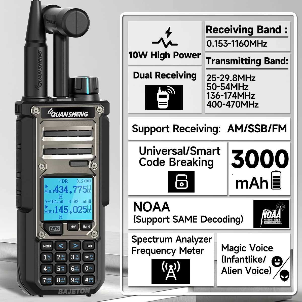 Quansheng TK11 8 Walkie Talkie 10W Dual Receiving PTT 27MHz CB Radio CW LSB LW MW SW TypeC Charger NOAA for UVK5 8 TK11 5XJ250928