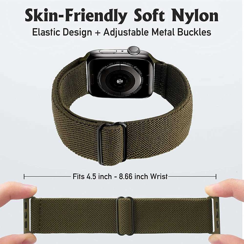 Nylon Strap for Apple Watch Band 7 8 9 45mm 41mm Adjustable Elastic Breathable Bracelet iWatch Ultra 49mm 6 SE 5 44mm 40mm 42mm W250928