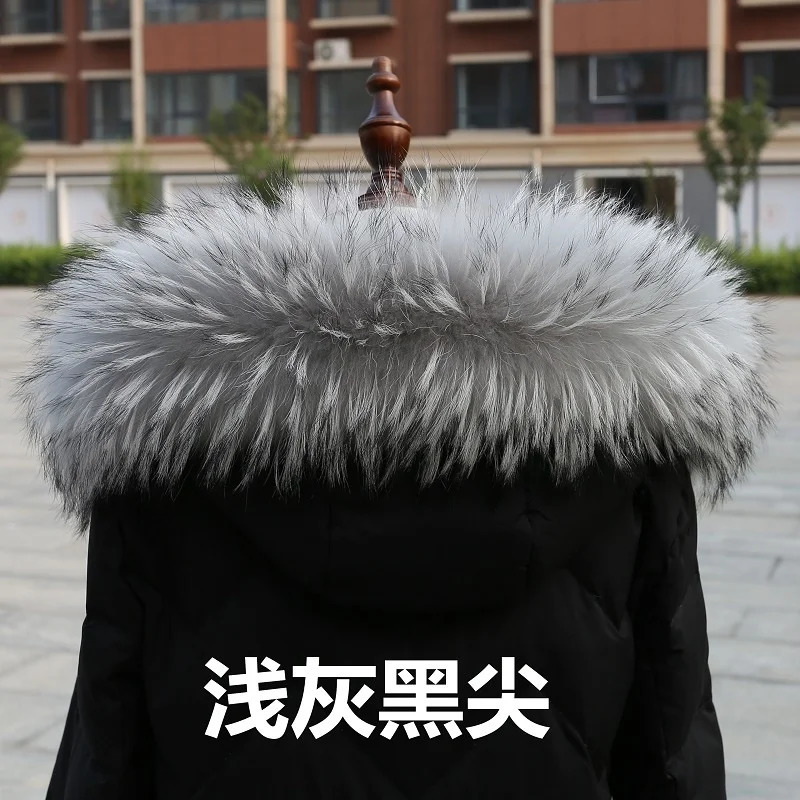 Natural Real Raccoon Fur Collar winter women Down Coat Hood Decor Fur Trim Warmer Fur Scarf Ladies Genuine Shawls 250928