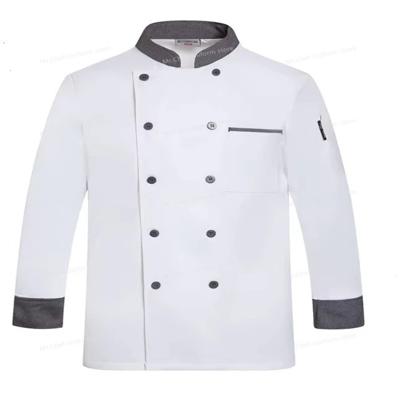 Long Sleeve Chef Uniform Restaurant Professional Clothes Cooking Waiter Coat Outfit Kitchen Work Jackets Cook Wear Solid Color 250611