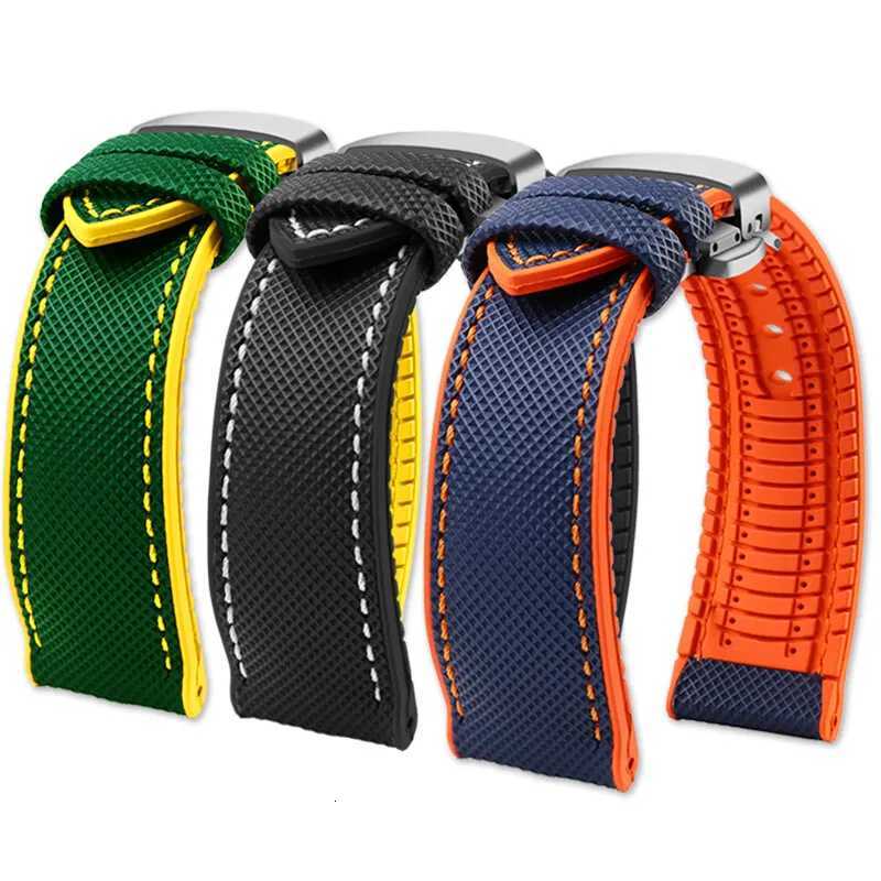 20mm 22mm 23mm 24mm Waterproof nylon rubber WATCHstrAP For omega Bracelet Yellow SilICONe WATCHband W250928