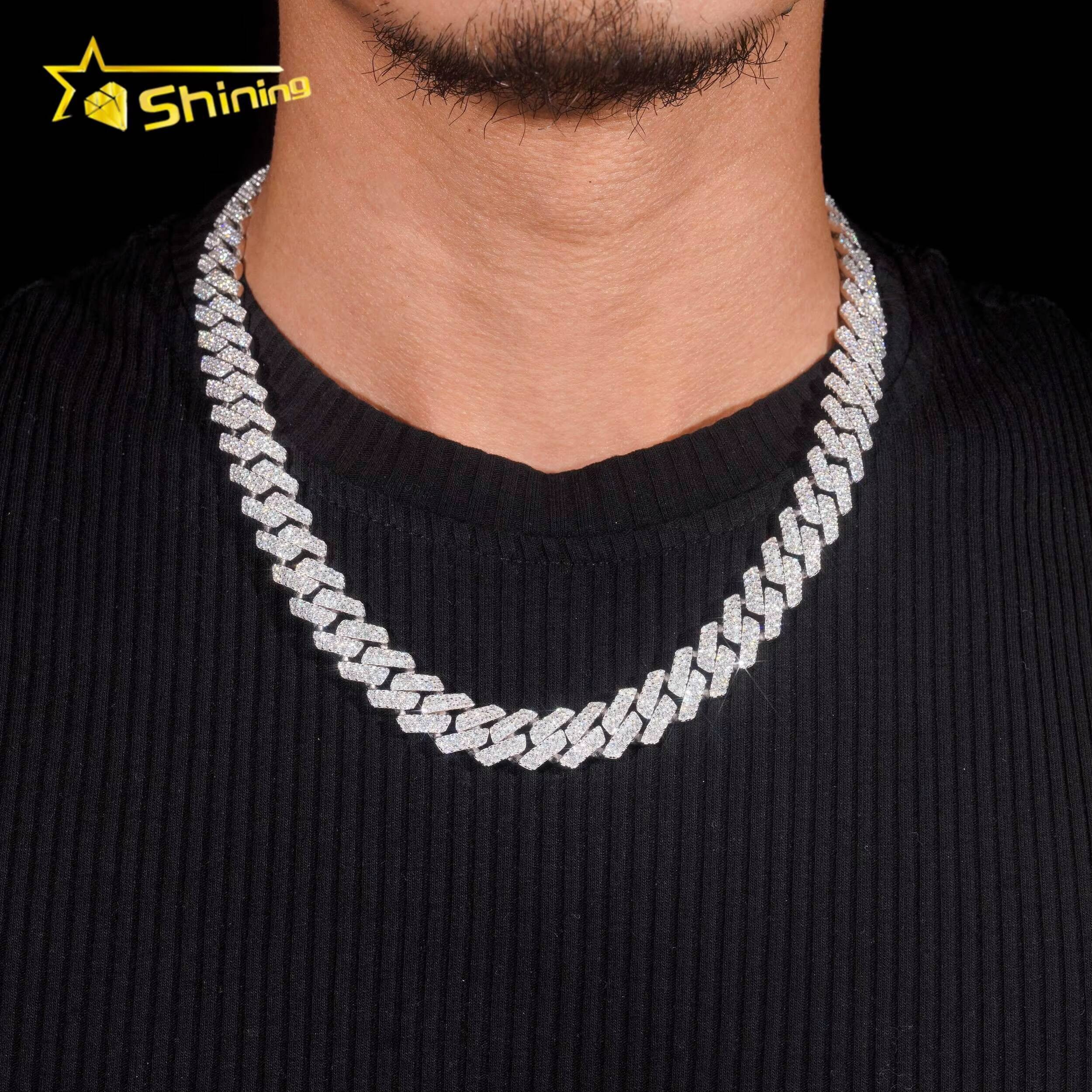 New ArrivalHot Selling 14mm 925 Silver Hip Hop Miami Moissanite Cuban Link Chain