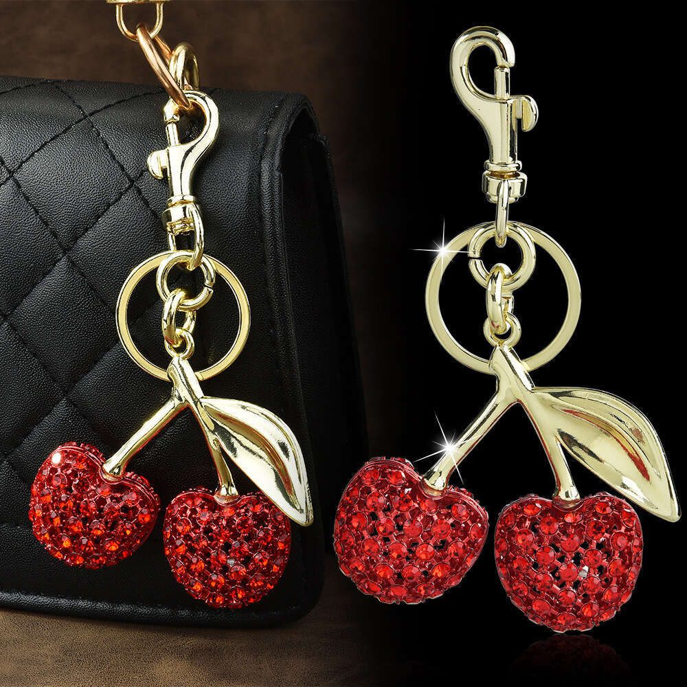 Full Diamond Bag Keychain Fruit Cherry Fashion Pendant
