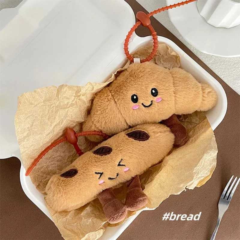 Cute Food Plush Keychain Hanging Accessories Croissant Baguette Pretzel Bread Collection Decorative Anime Keychain Gift for KidsXJ250928