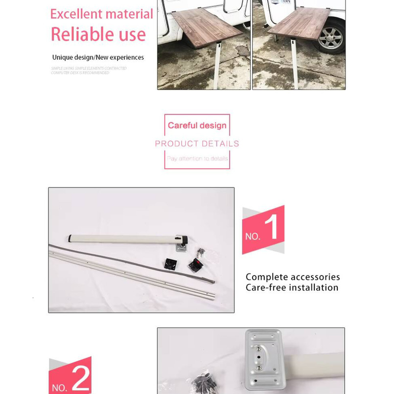 Multi-functional Camping Car Caravan Support Legs with Wall-mounted Sliders and Folding Table Bracket