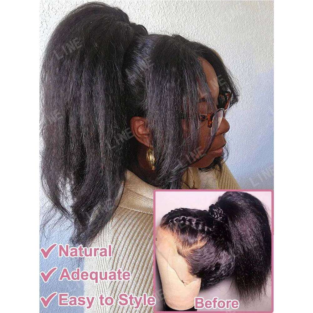 High Density Kinky 360 Front Wigs Human Hair Brazilian 40 Inch Yaki Straight 13X6 HD Lace Frontal Wig Preplucked Xiusiyuan2509
