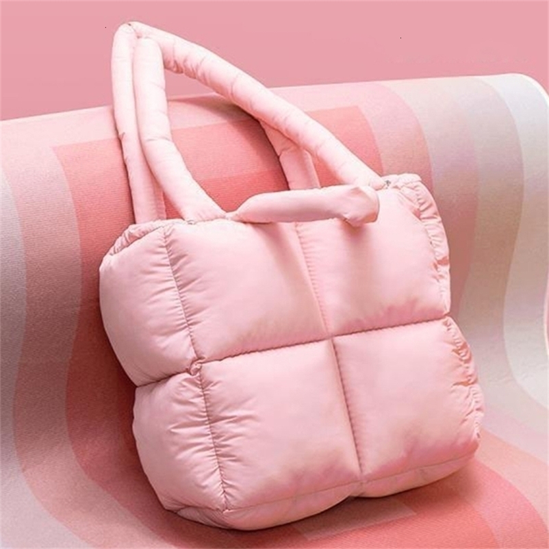 er Fluffy Shoulder Bag Womens Bedding Space Cotton Down Pad Large Capacity Handbag Winter Shopping Handbag241209wwbj