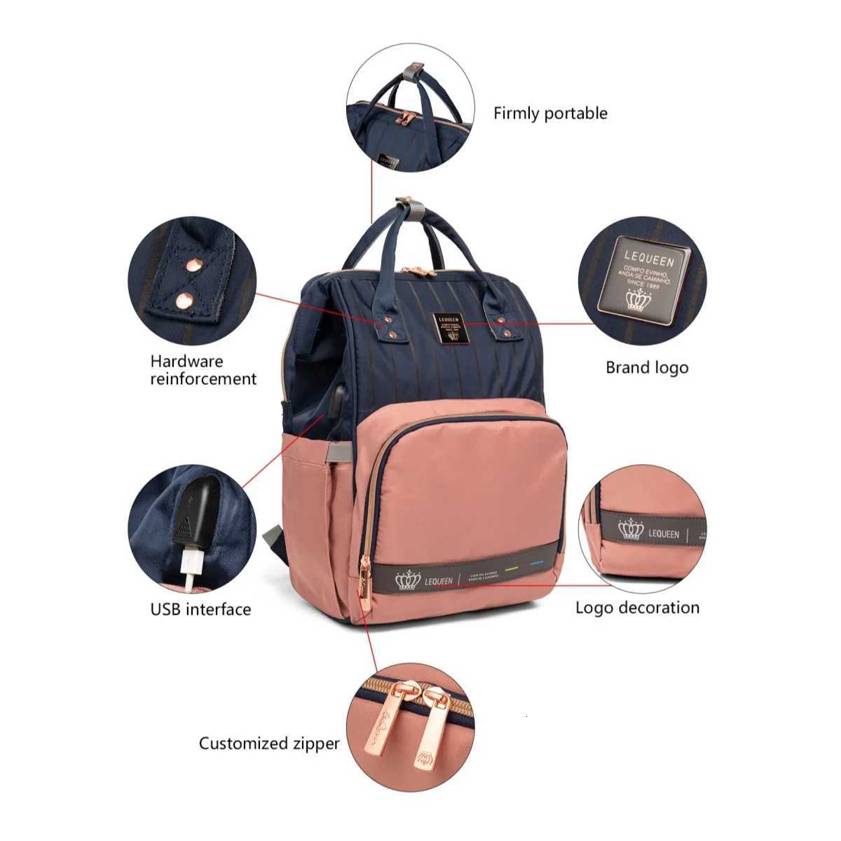 LEQUEEN Baby Diaper Backpack Fashion Mummy Travel Stroller Bags Large Capaci Mother Bag Carrying Pregnant Baby Nappy BackpackXJ250928