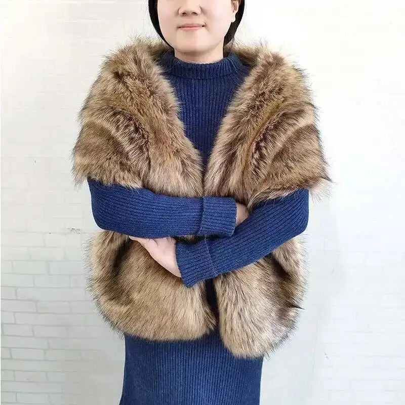 Winter Faux Fur Shawl Large Fluffy Scarf Neck Warmer Women Furry Collar Wedding Bridal Formal Evening Party Shrug Accessories 250928