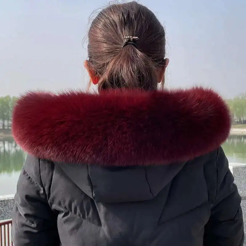 Winter Fox Fur Collar Women Real Fur Shawls Scarf Warm Genuine Leather Grass Down Jacket Cottonpadded Jacket Hood Trims Decor 250928