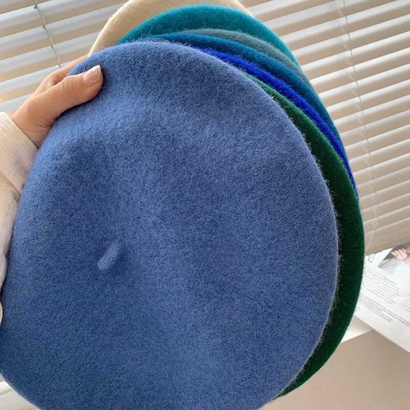 Women Wool Berets French Artist Style Warm Winter Beanie Hat Retro Plain Beret Solid Color Elegant Lady All Matched Autumn Caps V250928