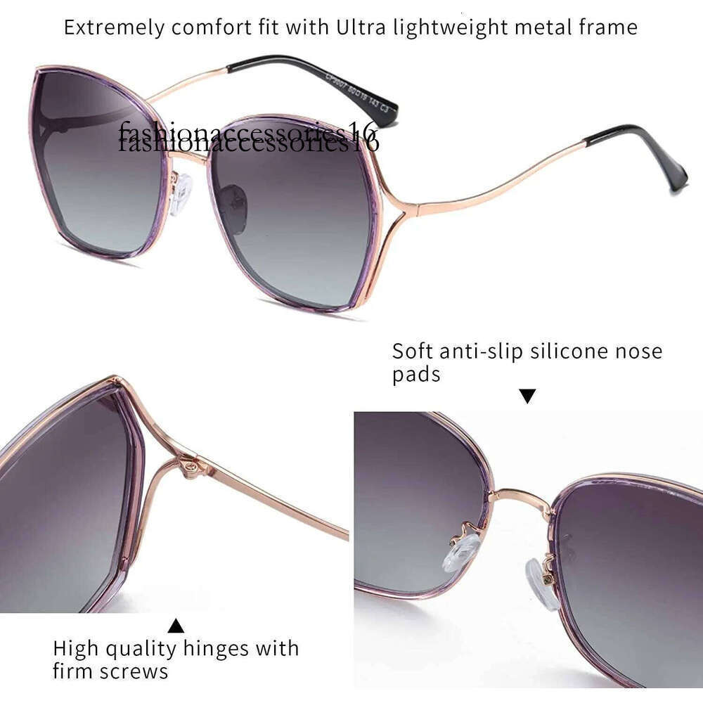 ZENOTTIC Fashion Oversized Polarized Sunglasses Women Geometric Vintage Gradient Shades UV400 Protection Metal Sun Glass