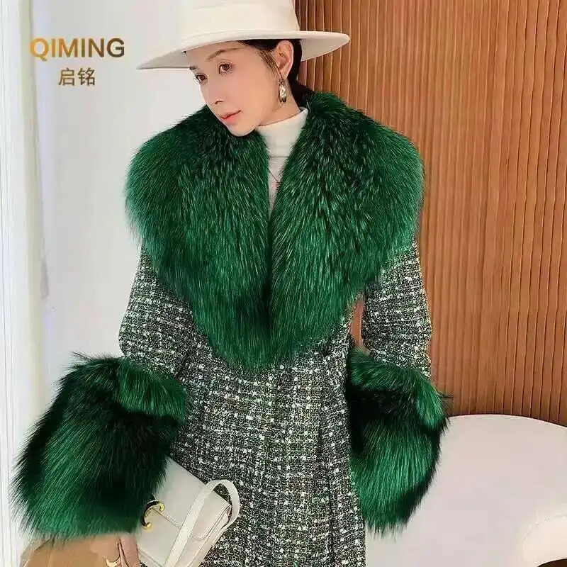 Winter Faux Fur Collar Cuffs Set Women Fluffy Large Shawl Coat Accessories Warm Fashion Fox Fur Scarf Furry Scarves Female 250928