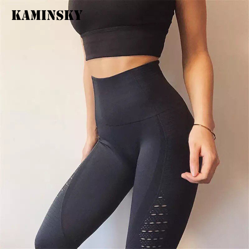 Kaminsky Fashion Hollow Leggings For Women Ladies High Waist Elastic Leggings Sweat Pants Sexy Hips Women Fitness Leggings 201103