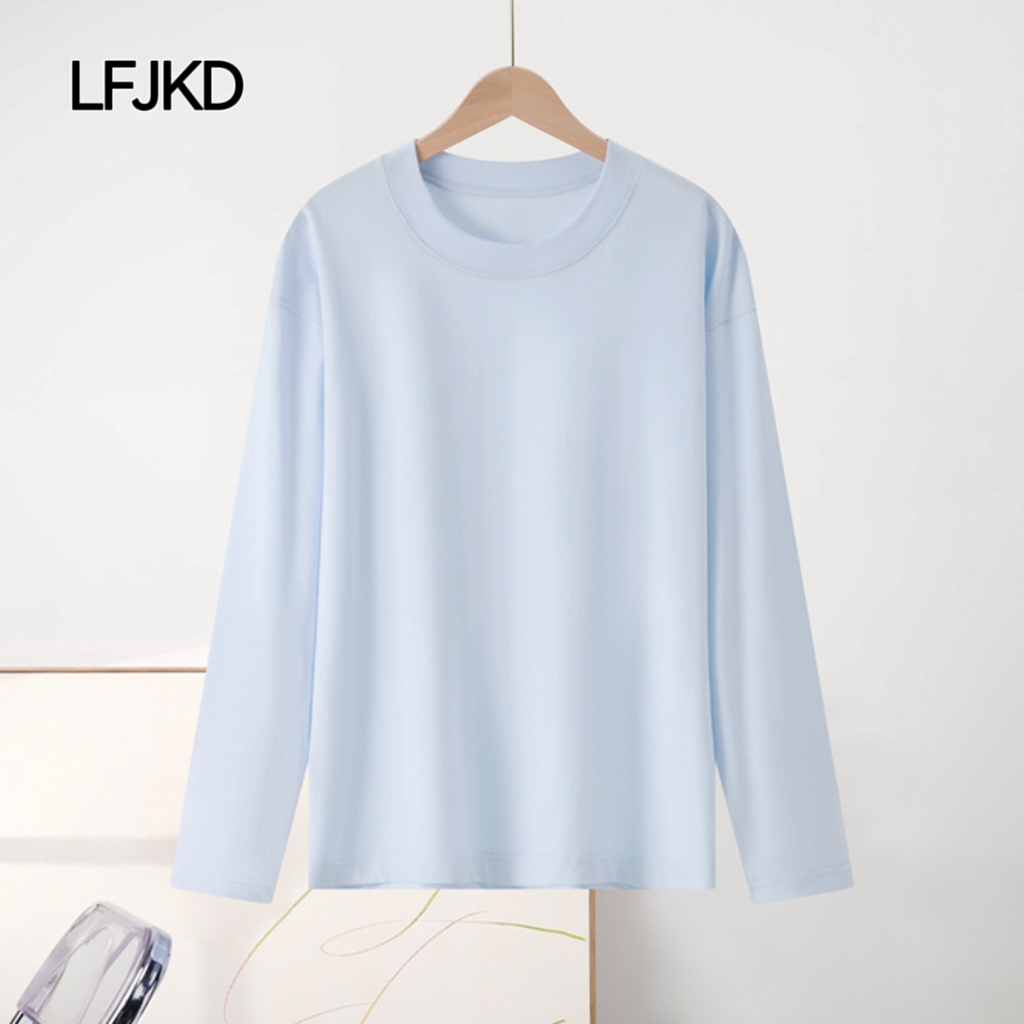 K2273 Heavyweight 230gsm cotton women's long-sleeved T-shirt | Holds its shape in fall and winter | Loose fit | Solid color for business casual w