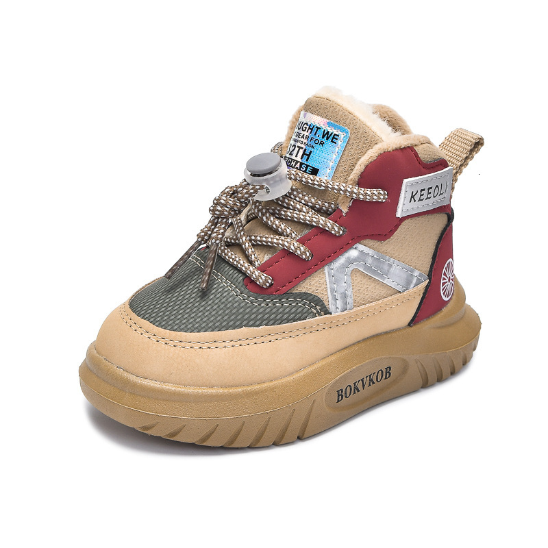 New winter children's snow boots, boys' outdoor thick wool cotton shoes, fashionable anti slip children's boots, designer shoes