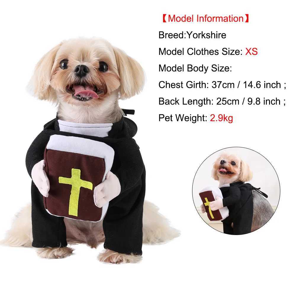 Dog Funny Halloween Costumes Pastor Style Clothes With Bible Cross Christ Jesus Pet Apparel Dressing Up Dogs Cats Party Costume X250928
