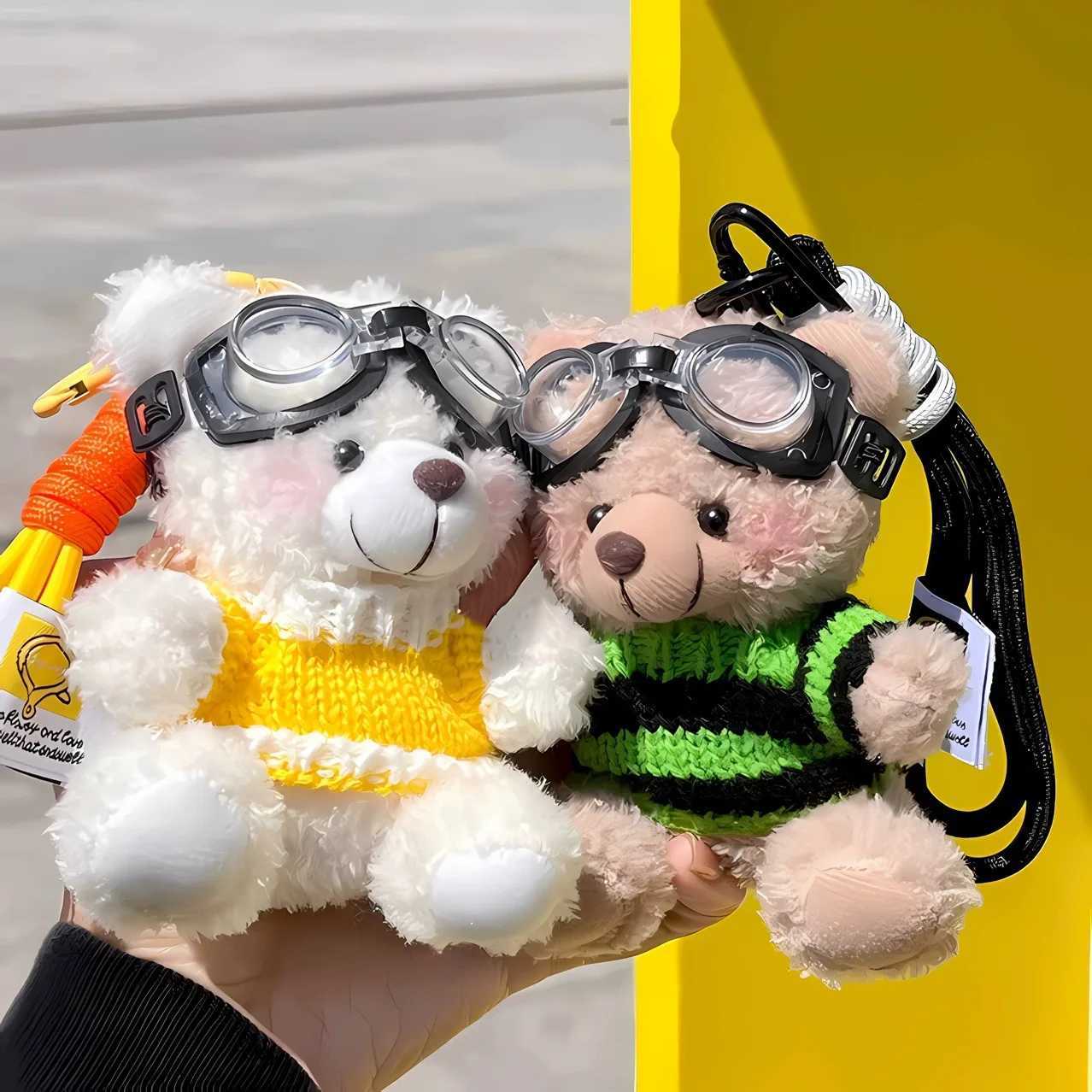 Cartoon Small Bear Keychain Plush Brown Bear Clothes Lovely Glasses Bear Doll Keychain Gifts NOTE Glasses are not includedXJ250928