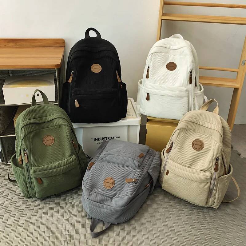 Woman Backpack Corduroy School Book Bags for Teenage Girls Boys New Female College Bag Student Lady Leisure BagPack high-quality