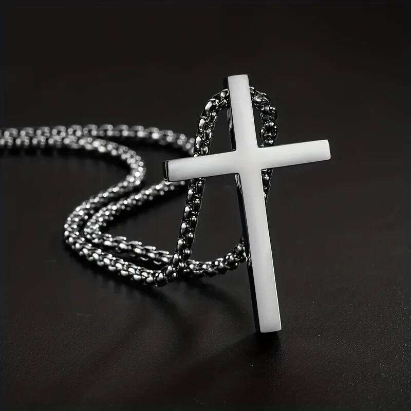 LATS Vintage Stainless Steel Chain Alloy Cross Pendant Necklace High Quality Jewelry Wholesale