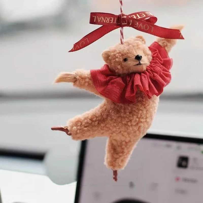 Creative Ballet Bear Car Pendants Adorable Room Pendant Cute Dancing Bear Car Decoration Bag Charm Handmade Plush Bear KeyringsXJ250928