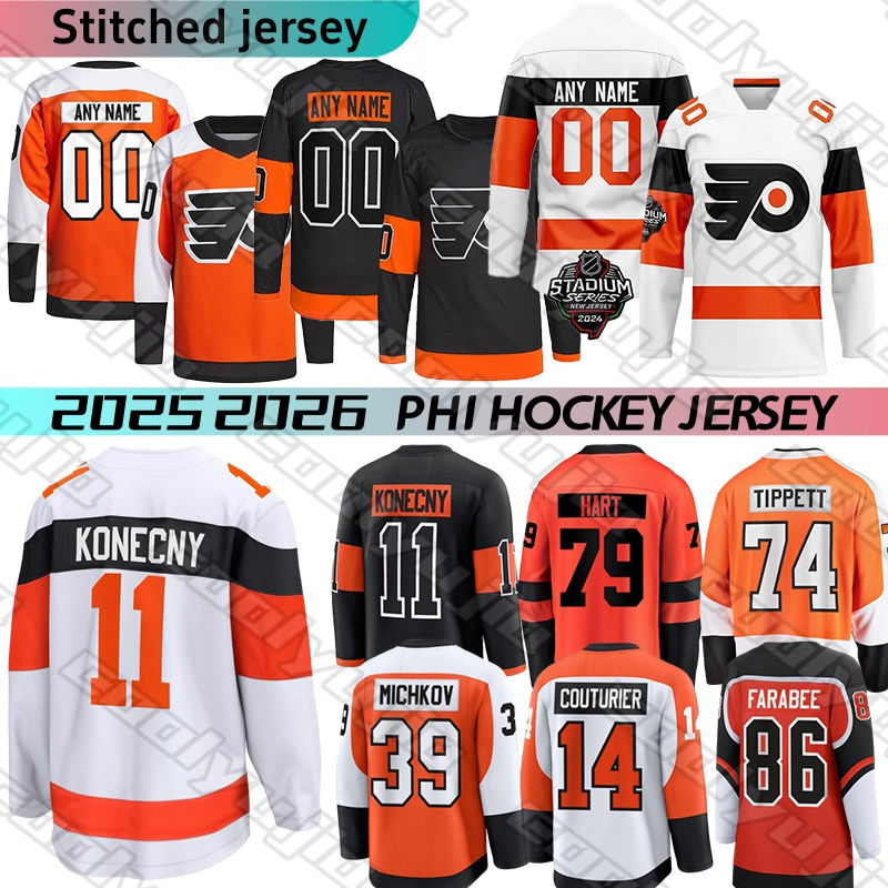 PHI Philadephia Flyers hockey jerseys #39 Michkov #14 Couturier #11 Konecny Retro jersey Hart Matvei Travis Brink Tippett Clarke 2025 mens stadium series hockey jersey