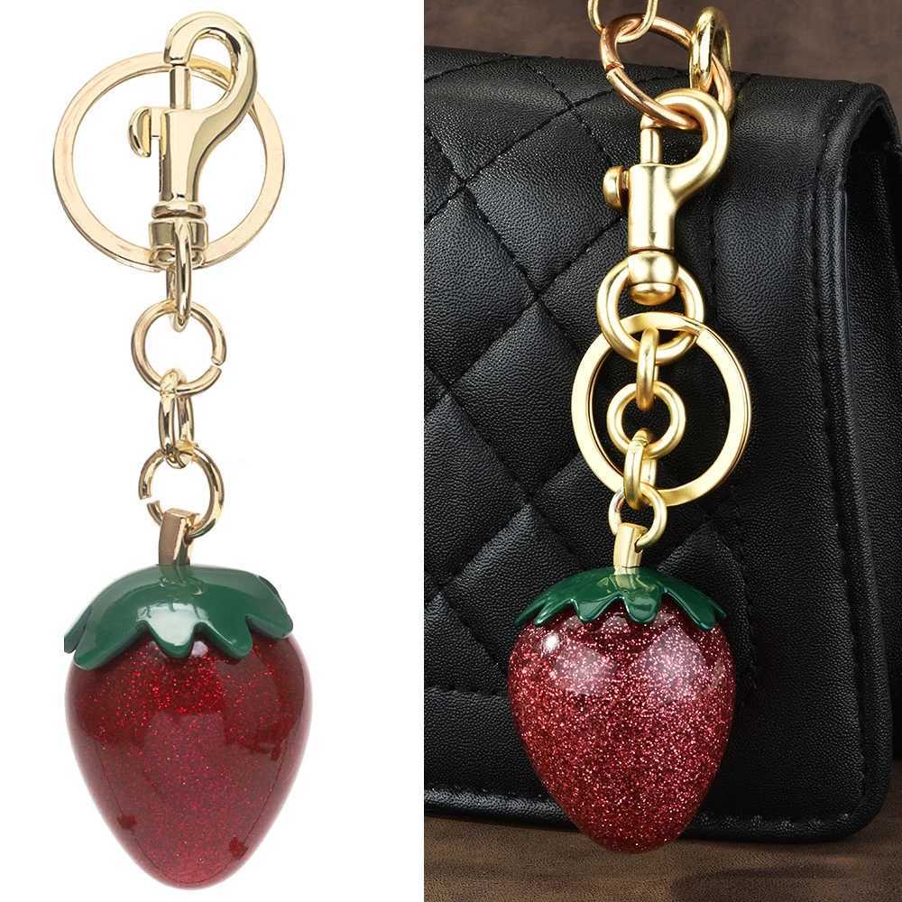 Luxury Cherry Bag Charm Keychain Exquisite Red Cherry Strawberry Apple Fruit Key Chain for Women Bag Purse Pendant Accessories Gift Y250928