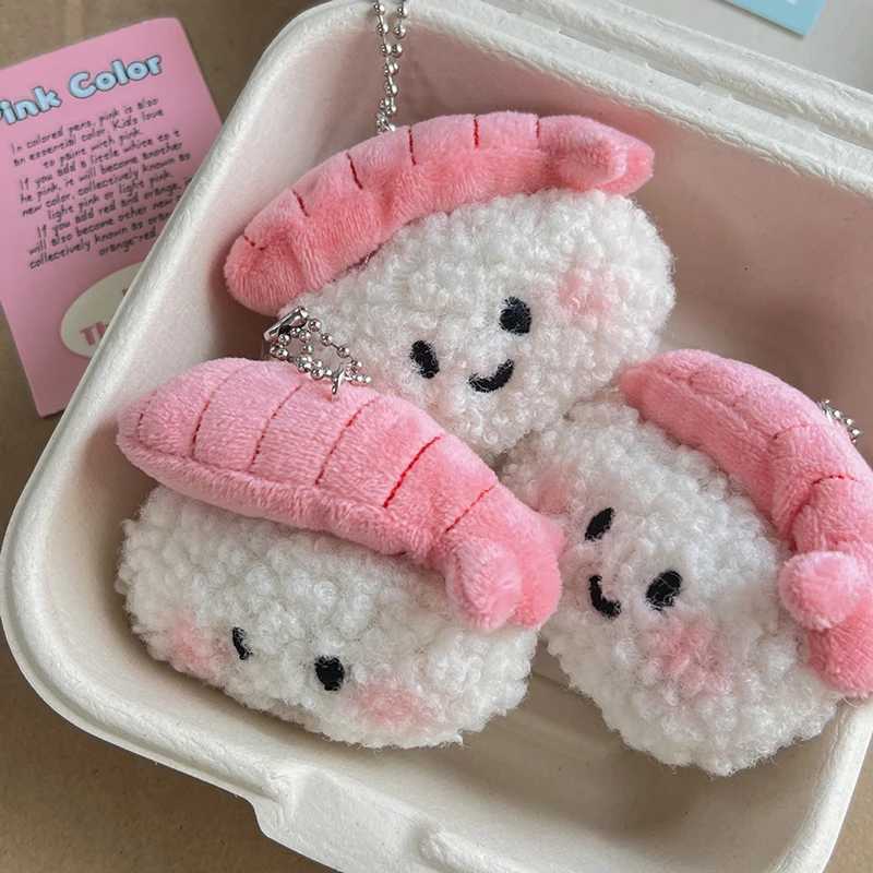 Sweet Shrimp Sushi Plush Doll Keychain Soft Stuffed Car Key Holder Couple Gifts Backpack Pendant School Bag DecorationXJ250928