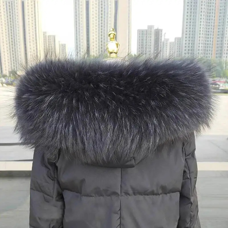 Winter 100 Real Raccoon Fur Collar Women Neck Warm Furry Fur Scarves Female Long Coat Hood Straight Collar Large Shawls 250928