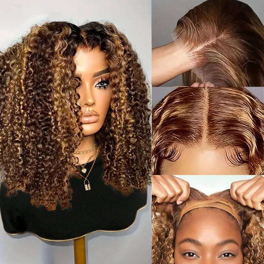 Deep Wave Bob Wig Glueless Highlight 5X5 HD Lace Front 220% Density 4/27 Colored Ombre Wear And Go Human Hair Wigs Xiusiyuan2509