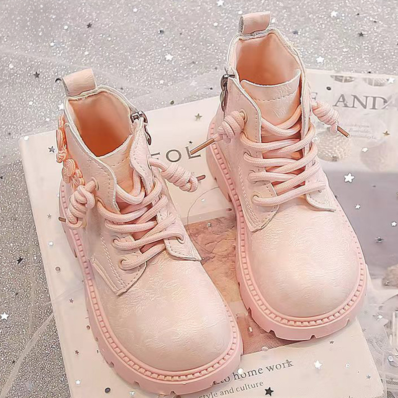 Autumn and Winter New Women's Children's Short Boots Soft Bottom Princess Martin Boots Large Children's Shoes British Trendy Leather Bo