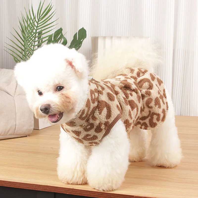 Leopard Dog Dress Coat Winter Fleece Pullover Sweatshirt Pet Clothes Sleeveless Vest Hoodies Puppy Skirt For Small Dogs Chiwawa X250928