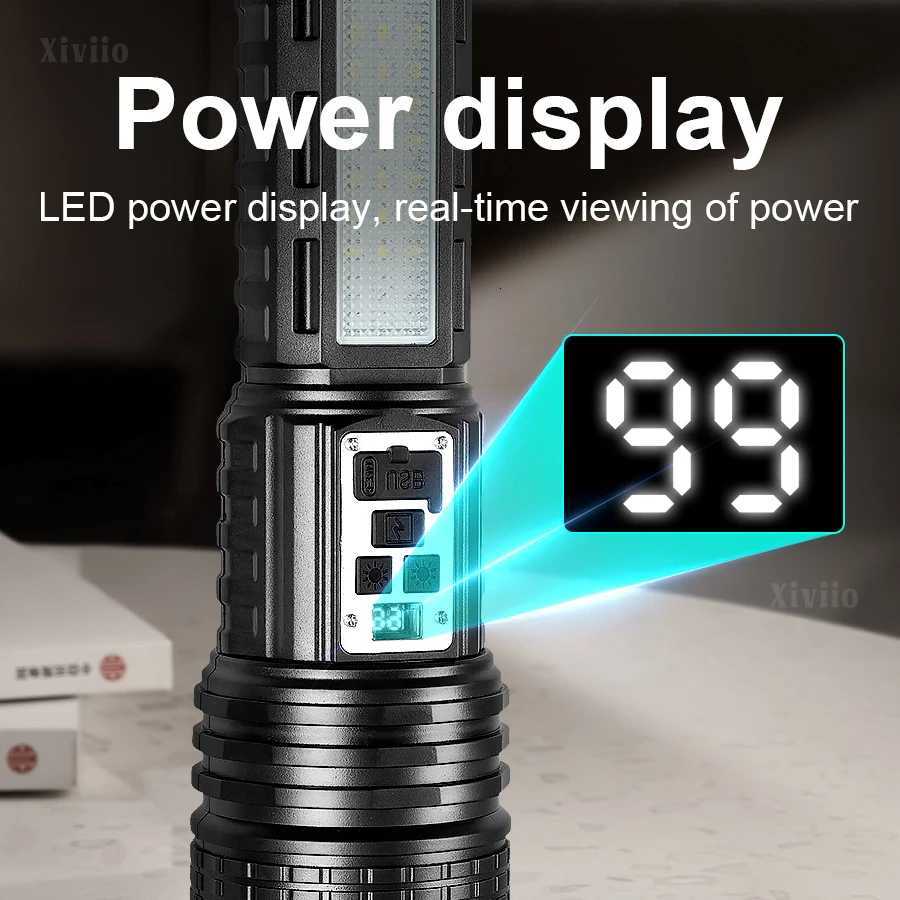 100000000LM Most Powerful LED Flashlight Rechargeable Typec Flashlight Long Shot 3000M Tactical Torch Light For Fishing Hunting D250928