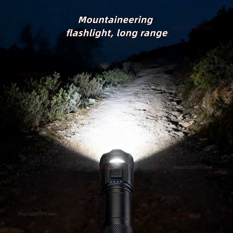 Outdoor patrol flashlight long distance highlights search light portable rechargeable and recoverable for camping safety D250928