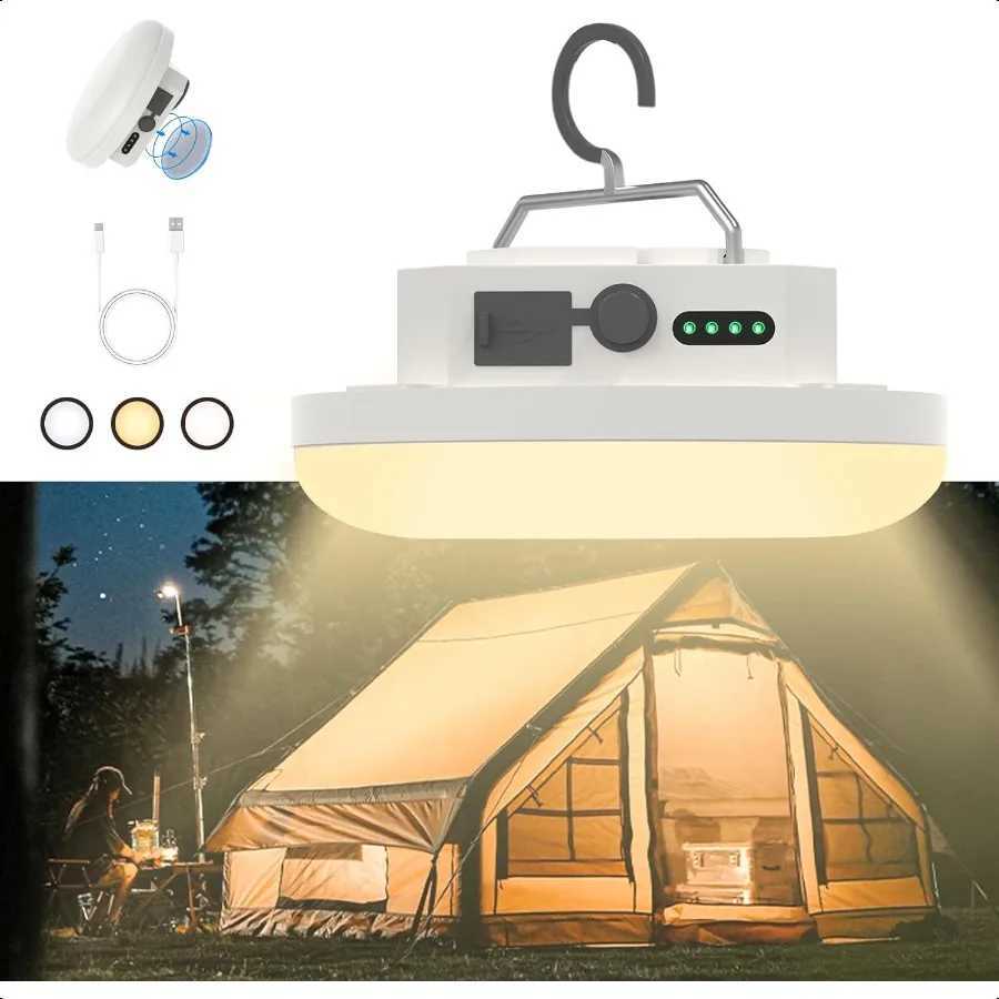 Hanging Camping Tent Light LED Rechargeable Portable Lantern Waterproof Outdoor Camp Lamp with Battery Power for Glamping Indoo C250928