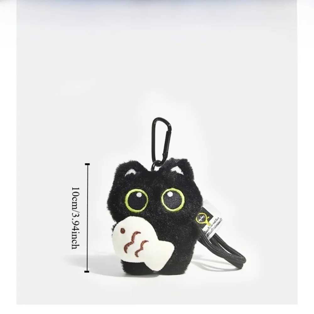 Cute Fish Black Cat Plush Doll Keychain Bib Wings Doll Bag Pendant Strawberry Car Key Ring School Bag DecorationXJ250928