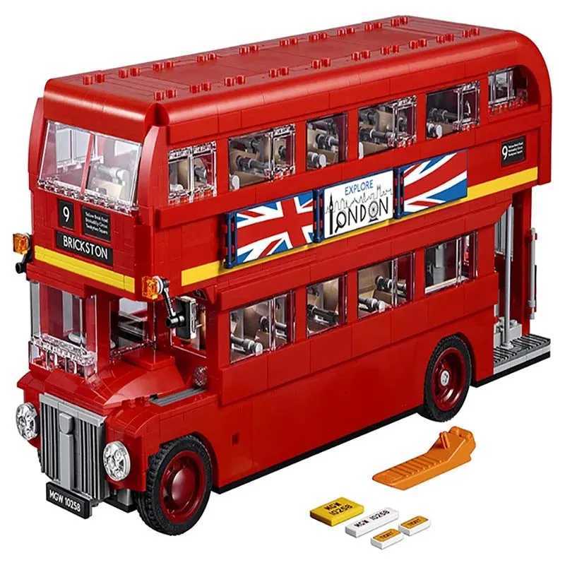 IN STOCK 1686PCS Optional Lighting Double Decker Bus DIY Building Blocks Bricks Compatible 10258 21045 Toys Birthday Gifts Kit C251027