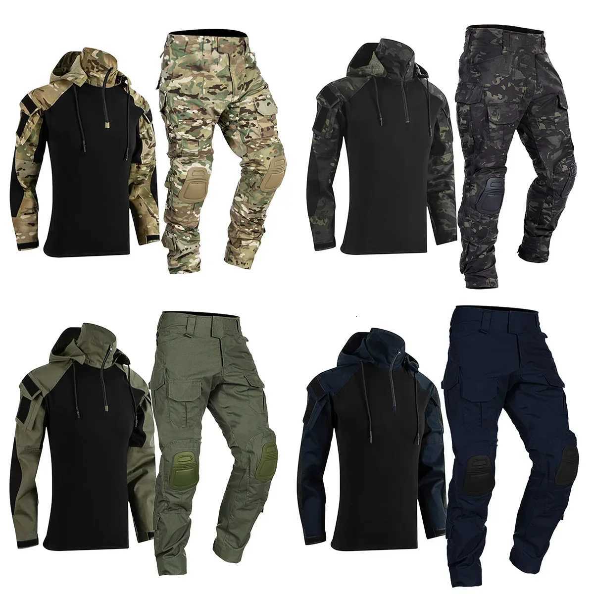 Hiking Airsoft Hunting Suits Military Uniform Camouflage Tactical Combat Shirts Hunting Clothes ShirtsPants with Pads W250928
