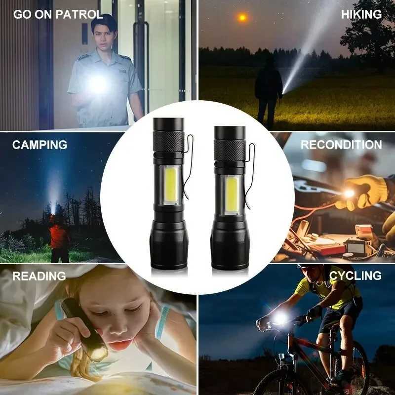 Powerful Mini LED Flashlight COBtXPEZoom Torch Built In Battery USB Rechargeable With Pen Clip Outdoor Camping Emergency Lamp D250928