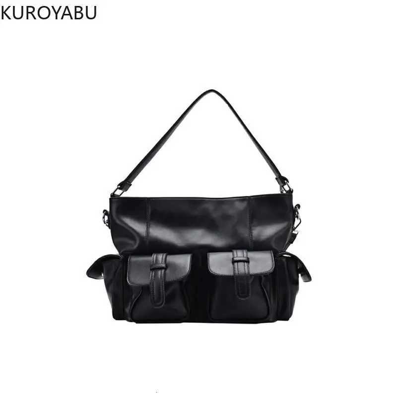 Y2k Womens Shoulder Bag Harajuku Chic Gothic Casual Black Large Capacity Handbag Hot Girls Pu Leather Ladies Motorcycle Bag Sac Z250928