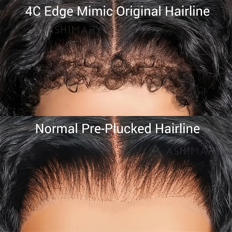 4C Edges Curly Human Hair Wigs Kinky Curly HD Lace Frontal Wigs Pre Plucked Ready to Go Lace Wigs With Curly Baby Hair