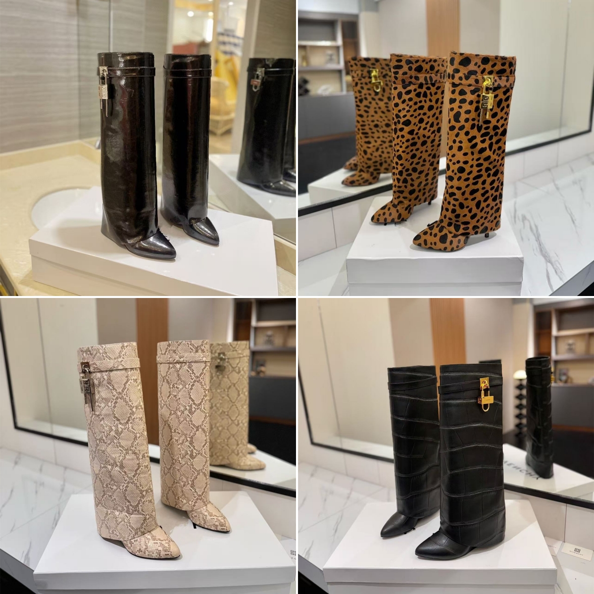 Designer Boots women Shark Boot New Chunky Pant Designer shoes Women Long Autumn Winter Heel Fashion Western Knight Slip On Boots Over Knee luxury women sneaker half