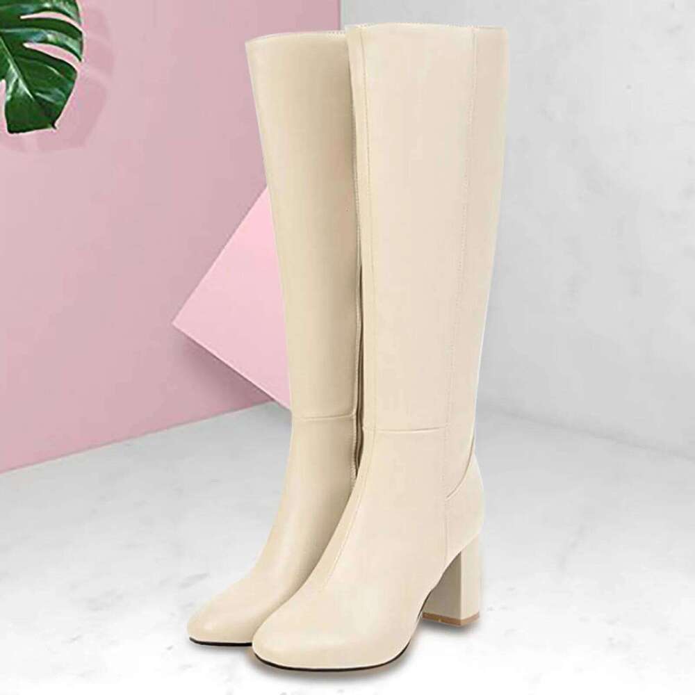 Autumn And Winter Women'S Fashion Soft Leather Back Zipper Long Ladies Comfortable Knee High Boots Botas Mujer