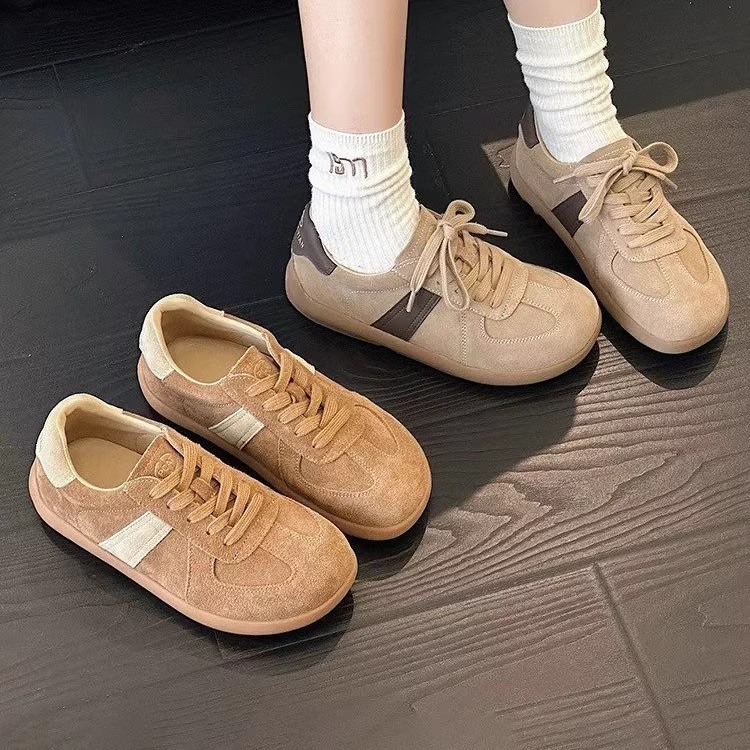 Casual Athletic Shoes by Germany for Her Trendy Retro Appeal Breathability Training Shoes Women 2024 Spring and Autumn New Round Board Shoes Women Sof