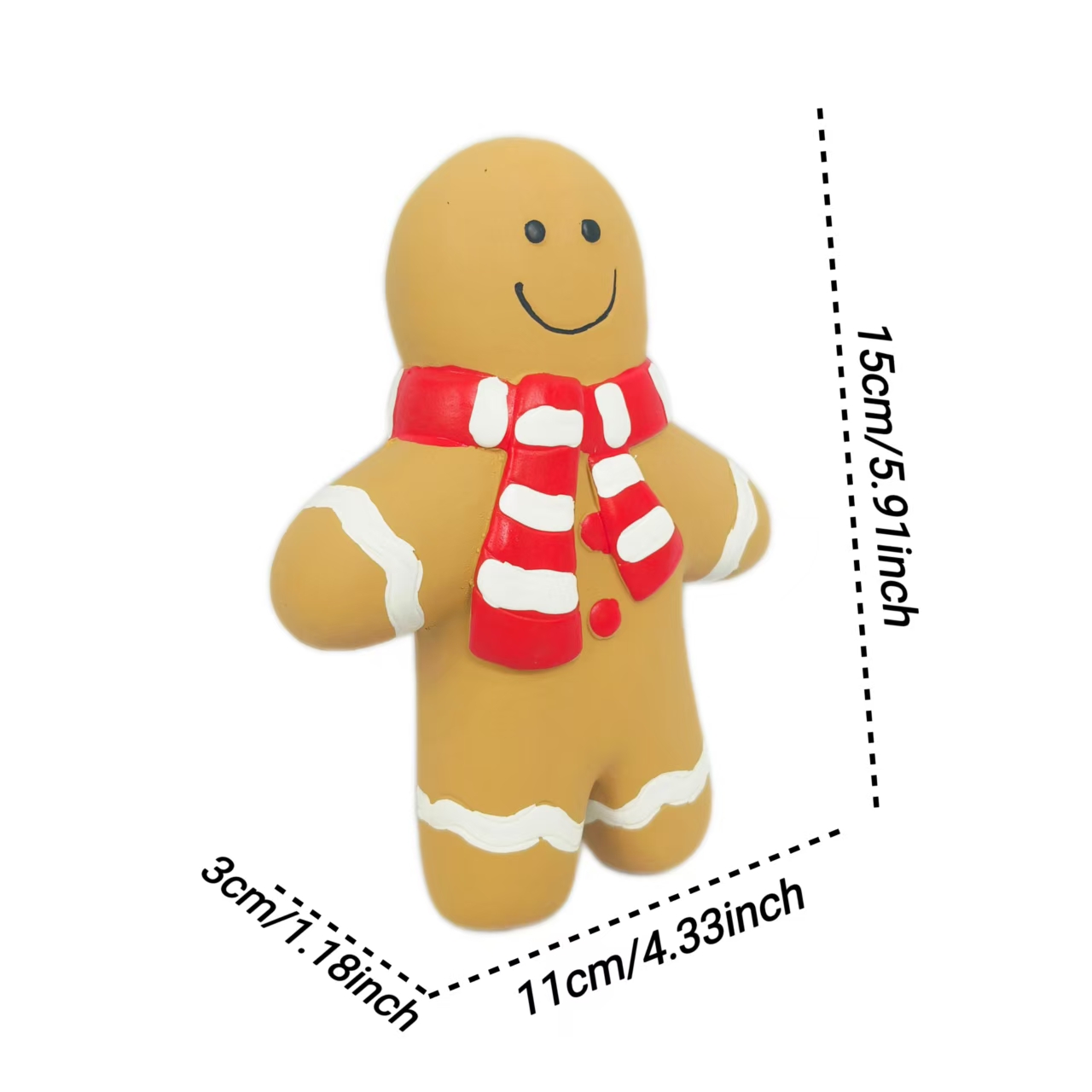 Rubber Squeaky Gingerman Dog Toy Chewy Interactive Soft Latex Durable Screaming Christmas Dog Toy 3pcs/Pack