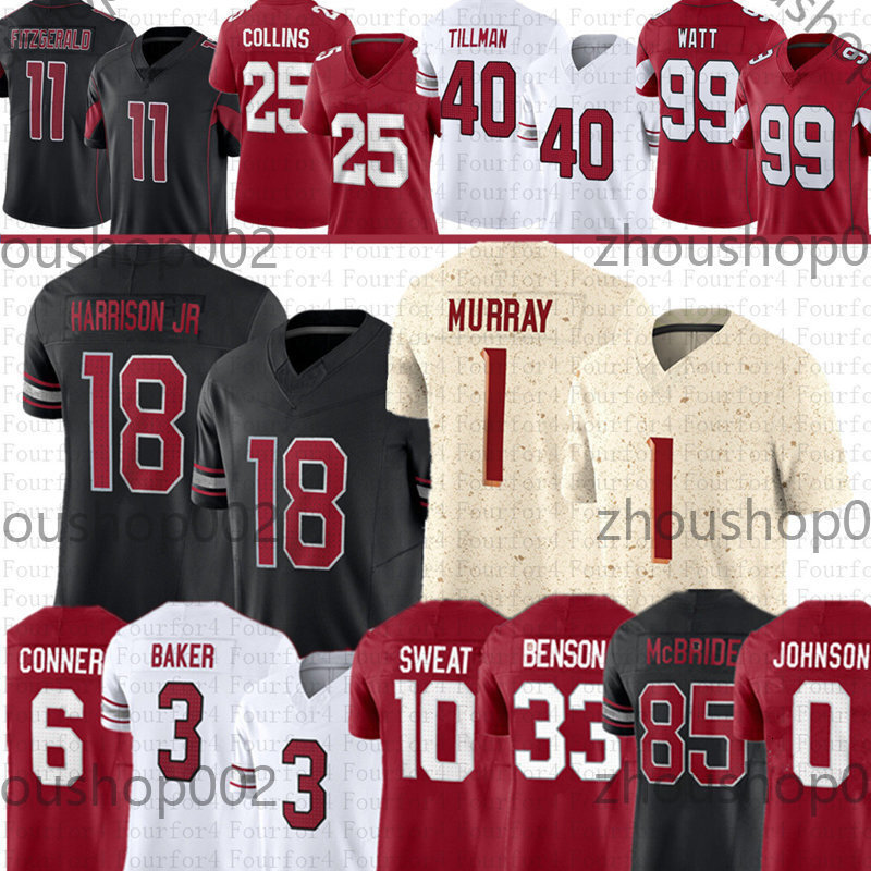 Marvin Harrison Jr Kyler Murray Football Jersey Trey McBride Budda Baker JJ Watt James Conner Trey Benson Larry Fitzgerald Will Johnson Josh Sweat Wal