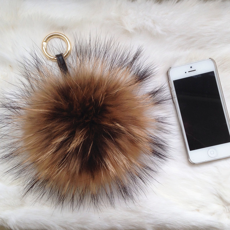 Extra Large Raccoon Fur Ball Car Key Metal Buckle Pendant Phone Chain Bag Charm Genuine Fur Accessories