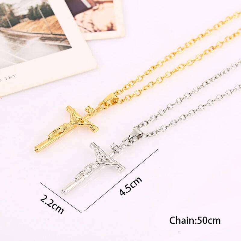 Fashion Gold Color Choker Jewelry Gift INRI Cross Necklaces & Pendants Women Men Gifts
