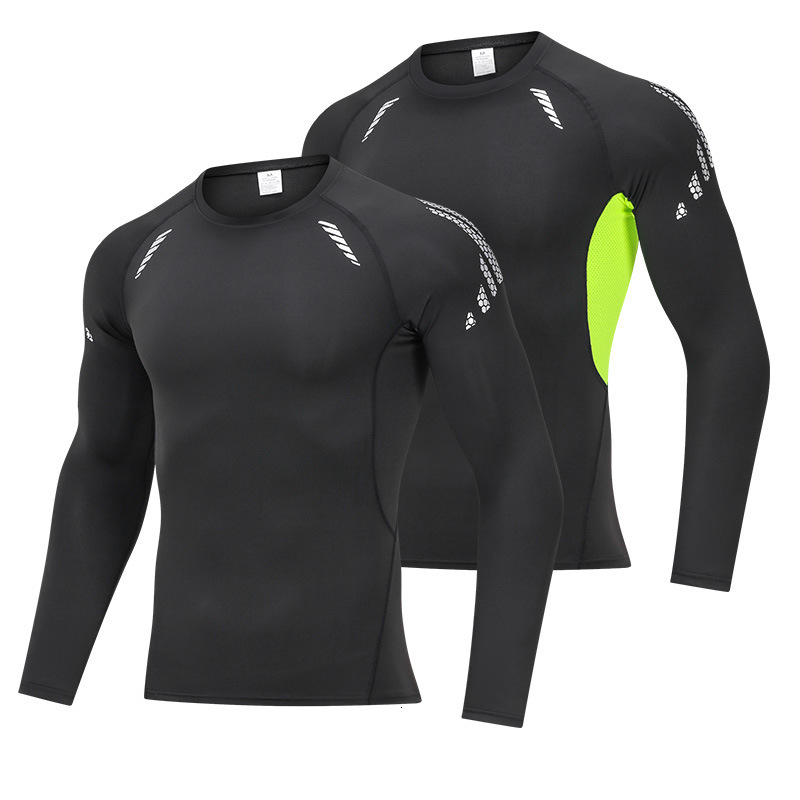 Sports Quick-Dry Shirt for Men Long Sleeve Fitness Tight-Fitting Cycling Base Layer High Elastic Compression Shirt